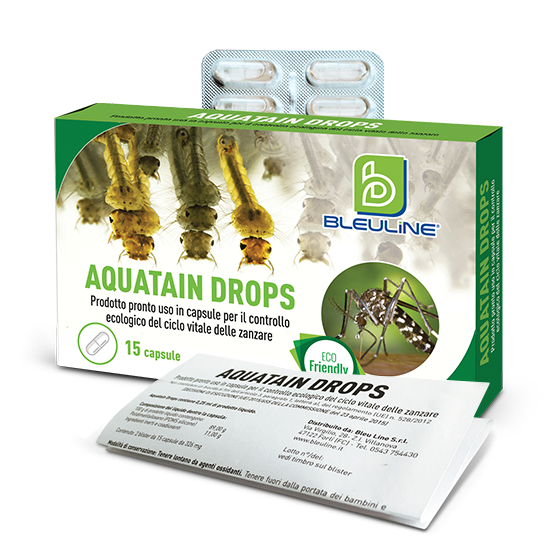 Water-soluble capsules that contain AQUATAIN AMF which “emulates” the use of common larvicide tablets.
